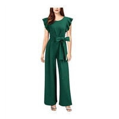 ziyahi Combinaison Femme Jambes Larges Taille Haute Manches à Volants, Vert, m