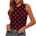 thumbnail image 1 of Plebaso Camisoles d'Été Ajustées pour Femmes à Imprimé Sans Manches à Col Ras du Cou T-Shirts Froncés Blouses Décontractées pour Femmes, 1 of 4
