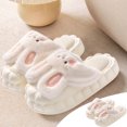 thumbnail image 2 of Womens Furry Slippers Plush Lining Cute Rabbit Removable Memory Foam Thick Bottom Soft Sole Comfortable Non-Slip Warm Winter Home Slippers White-07, 2 of 7