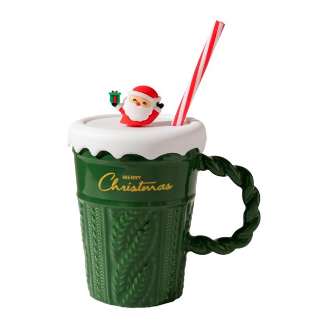 Elodie Christmas Ceramic Mug Creative Breakfast Mug Water Cup Beverage Drinking Mug Green