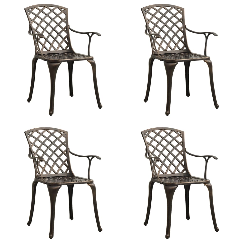 vidaXL Garden Chairs 4 pcs Cast Aluminium Bronze