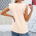 thumbnail image 4 of Timegard Womens Summer Tops Ruffle Cap Sleeve V-Neck Solid Color Comfy Lightweight Blouse Casual Loose Tops, 4 of 5