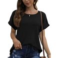thumbnail image 2 of AherBiu Hauts d'Été pour Femmes Décontractés Confortables T-Shirts à Manches Courtes Amples 2024 Tendance Tuniques à Col Rond Hauts, 2 of 6