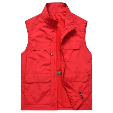 Pisexur Windbreaker Jacket Vest Men's Work Clothes Jacket Solid Color Stand Collar Multiple Pockets Outdoor Sports Photography Leisure Coat Plus Size Hiking Jackets Fall Jackets for Men