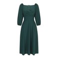 thumbnail image 4 of Gspmoly Robes d'Été pour Femmes, Robe de Soirée à la Mode pour Femmes au Tempérament, Col en V, Taille Cintrée, Poche, Manches Longues, Robe de Cocktail pour Femmes, Liquidation, 4 of 6