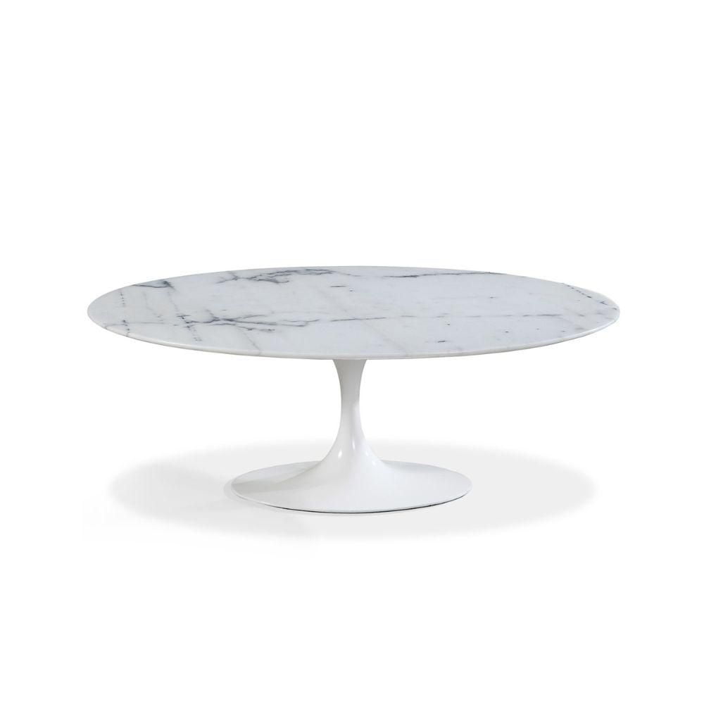 SALLE À MANGER OVALE EN MARBRE 67'' . Table de salle à manger ovale élégante avec plateau en marbre et base en aluminium blanc<br>Dimensions : 28,5" H x 79" L x 47,5" P