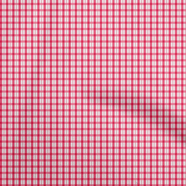 oneOone Cotton Poplin Pink Fabric Check Sewing Material Print Fabric By The Yard 42 Inch Wide