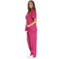 thumbnail image 2 of Greswe Ensemble de Sarrau Médical pour Femmes à Col en V avec Pantalon Cargo, Multiples Poches, 2 of 3