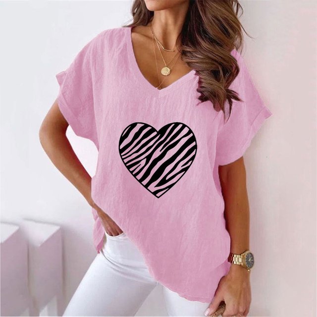 LSLJS Women V-neck Imprimé T- Mode Confortable Cadeaux Blouses Tops, pour Femmes for Women