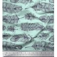 thumbnail image 1 of Soimoi Green Modal Satin Fabric Tribal Feather Printed Fabric 1 Yard 42 Inch Wide, 1 of 3