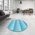 thumbnail image 4 of Ahgly Company Tapis d'Intérieur Ronds Transitionnels Bleus Lavables à la Machine, 3 Pieds Rond, 4 of 7