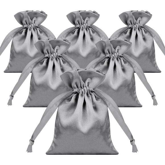 TOPTIE 50 PCS Gray Satin Gift Bags 3.1x4.3 Inches, Jewelry Bags with Drawstrings, Party Favors
