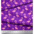 thumbnail image 3 of Soimoi Purple polyester Crepe Fabric Flamingo Bird Print Sewing Fabric Yard 52 Inch Wide, 3 of 3