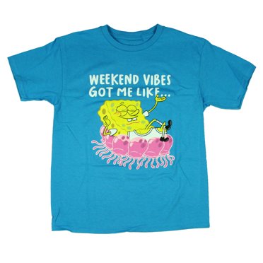 Spongebob Squarepants Boy's Weekend Vibes Got Me Like...T-Shirt, X-Large