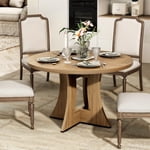 MARNUR Round Dining Table for 4 Persons 47" Kitchen Table for Dining Room Kitchen, Walnut (Only Table)
