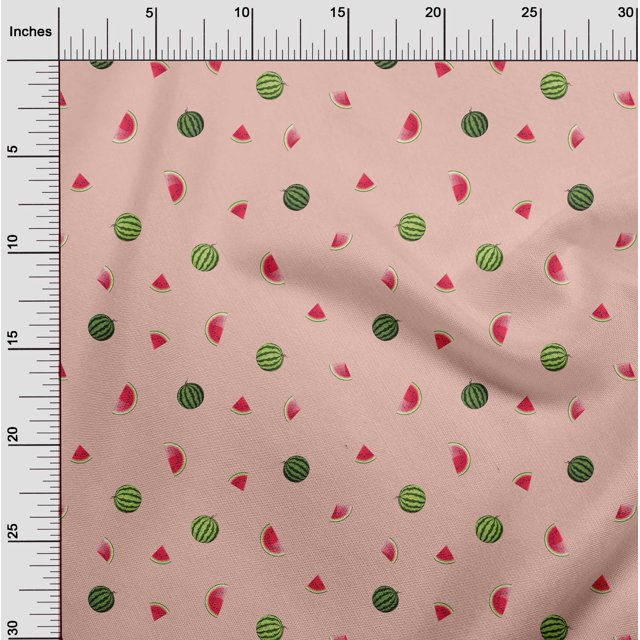 oneOone Tissu Popeline de Coton Imprimé Fruit Melon D\'eau BTY 42 Pouces de Large