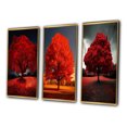 thumbnail image 3 of Designart "Majestic Red Tree Captured in Nature Photography" Landscape Trees Framed Wall Art Set Of 3 - Red Trees Frame Gallery Set For Office Decor, 3 of 6