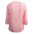 thumbnail image 5 of IROINID Rabais Womens Grande Taille Tops Amour Imprimé Col en V Dentelle Patchwork Manches 3/4 T-shirt Tops Blouse, Rose, 5 of 5