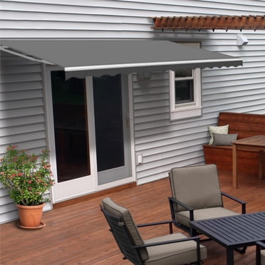 ALEKO Retractable Motorized Patio Awning 12x10 ft, Gray Color