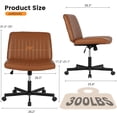 thumbnail image 3 of FDW Chaise Croisée, Roues Assise en Tailleur Bureau Moderne Pivotante Hauteur Réglable Siège Grand Tâche Informatique Confortable Tissu Sans Accoudoirs, Brun, 3 of 7