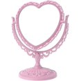 thumbnail image 1 of ORUYROP 2Sides Heart-shaped Makeup Mirror 360 Rotatabling Stand Table Cosmetic Mirror Dresser (Pink), 1 of 3