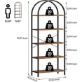 thumbnail image 4 of Ourlova 5 Tier Arched Bookcase Shelf Tall Bookcase with Storage Vertical Display Shelf Rack Modern Bookcase Wood and Metal Storage Shelving Units for Bedroom Living Room Home Office Black/Retro, 4 of 7