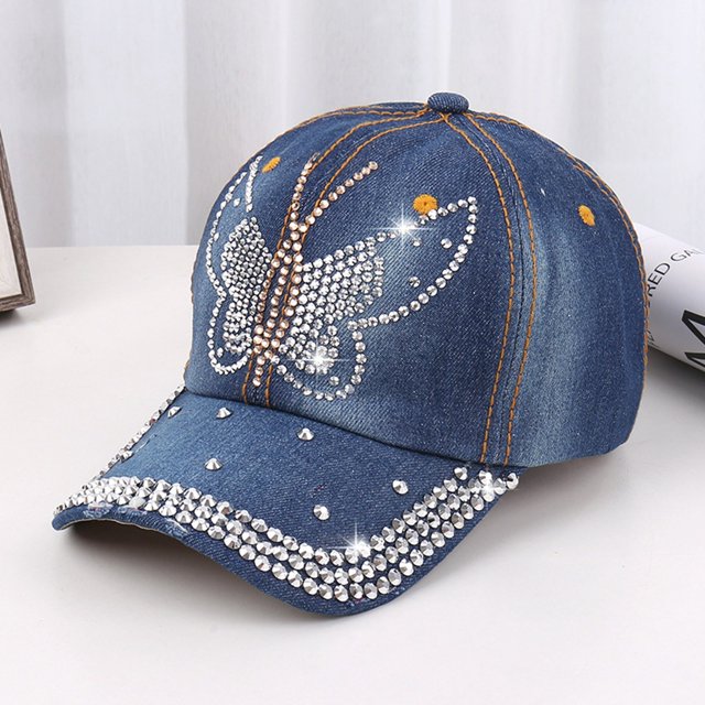 Custom Rhinestone Denim Baseball Cap For Men And Women Fashionable Sun Hat For Parties And Casual Wear Baseball Caps for Women Fashionable Car Hat Make Space Great Again Hat Cool Hat Hat Racks for