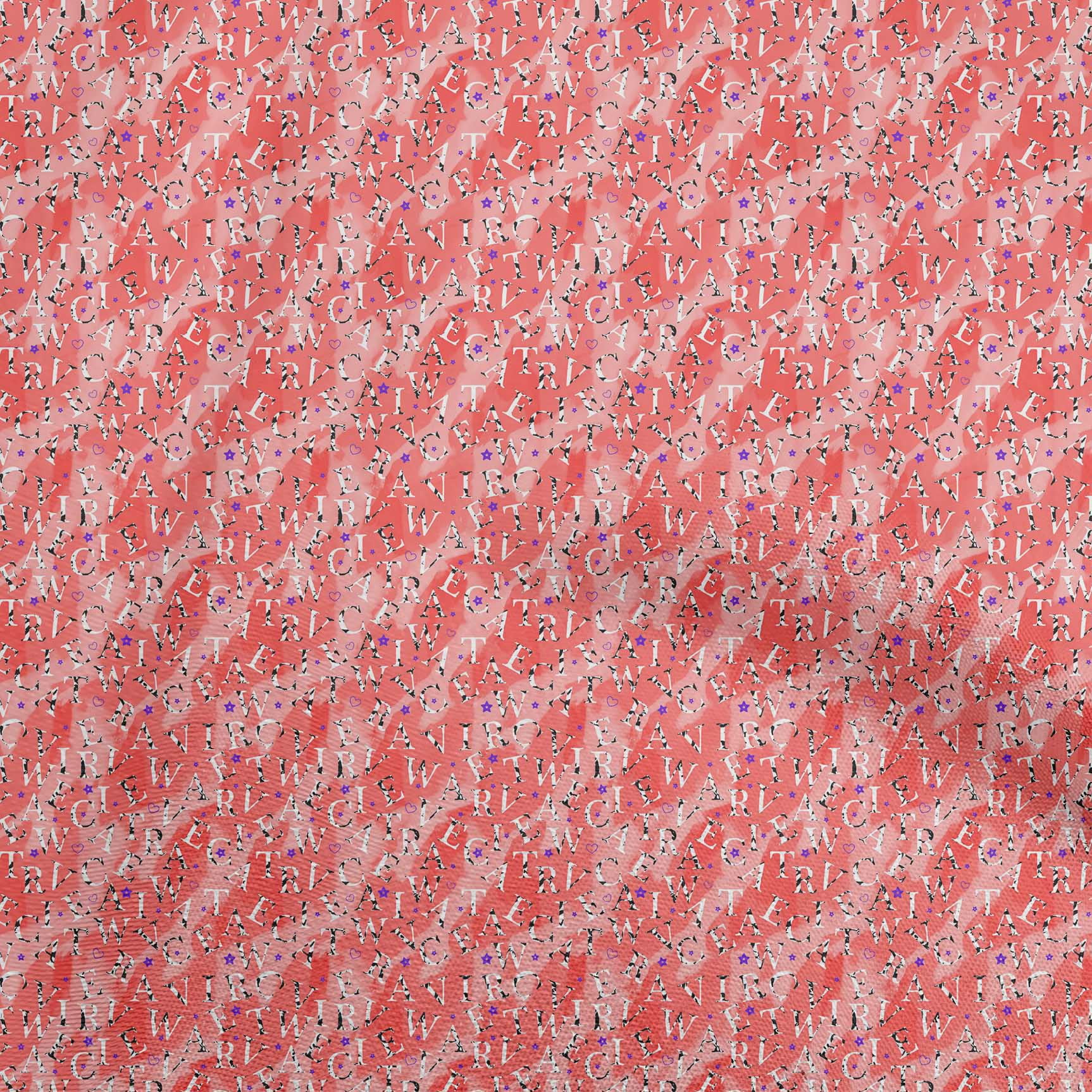 oneOone Viscose Chiffon Red Fabric Text Dress Material Fabric Print Fabric By The Yard 42 Inch Wide
