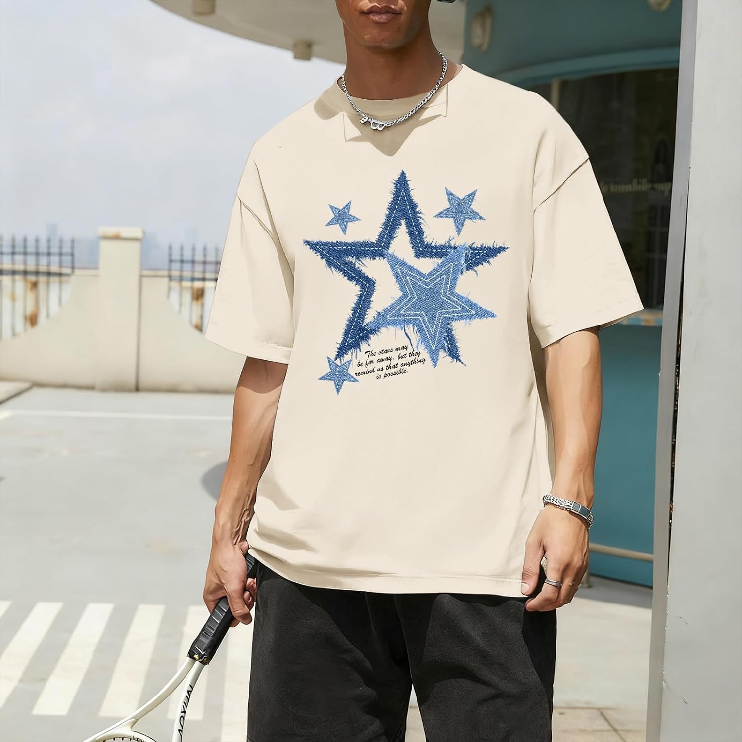 Men Star Graphic Shirt Y2k Oversized Shirts Streetwear Vintage