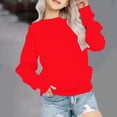 thumbnail image 2 of RXIRUCGD Chandail en Molleton Décontracté pour Petites et Grandes Filles, Couleur Unie, Col Rond, Manches Longues, Tunique Ajustée, Pulls Mode Automne, Chandail en Molleton Rouge pour Filles Taille 1-2 Ans, 2 of 7