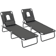 thumbnail image 1 of Outsunny 2PCS Adjustable Outdoor Lounge Chair, Garden Folding Chaise Lounge, 1 of 10