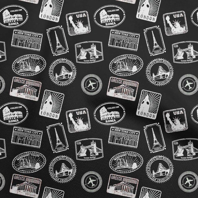 oneOone Viscose Jersey Black Fabric Travel Craft Projects Decor Fabric Printed By The Yard 60 Inch Wide