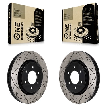 DS-One Front Coated Drilled Slotted Disc Brake Rotors Pair for Car Ford F-150 Bronco Expedition Lincoln Navigator KD-100701