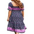 thumbnail image 3 of MesaSe Robe d'Été Bohème pour Femmes Imprimé Floral Col Carré à Volants Robe Longue Maxi de Plage Style E s, 3 of 3