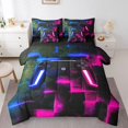 thumbnail image 1 of YST Gamepad Print Bedding Set, Contemporary 7-Piece Gamer Theme, King Size, Black Navy Blue Hot Pink, Abstract Square, Comforter Set, 1 of 4