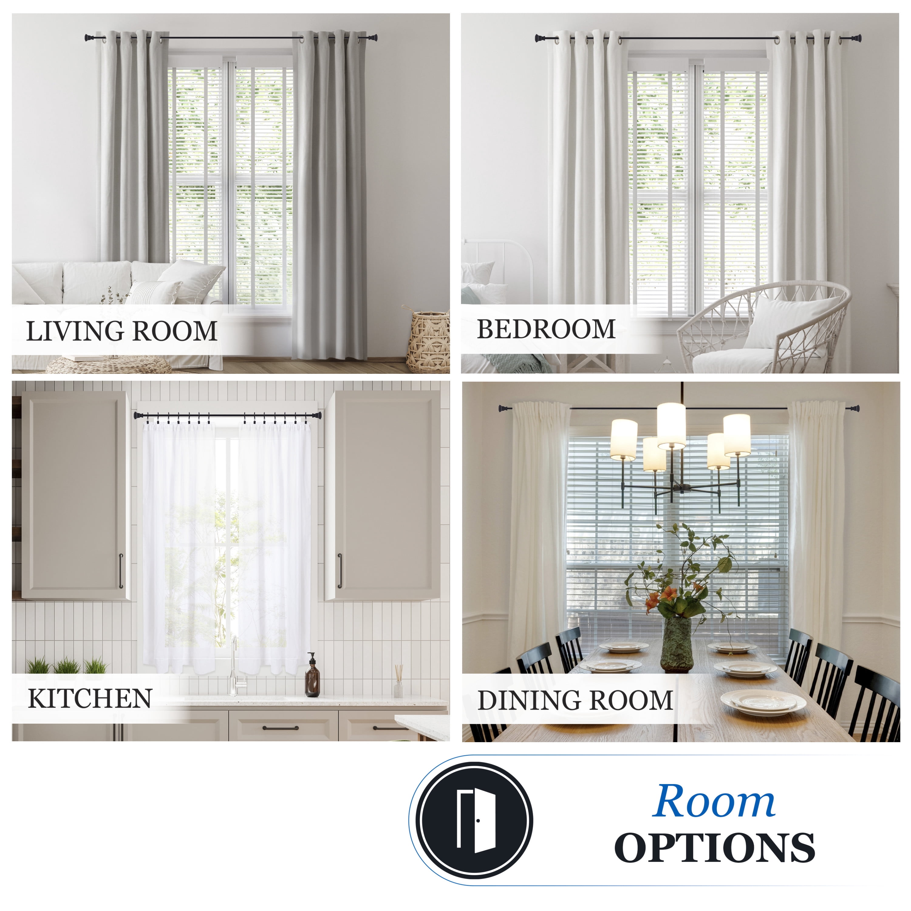 Mainstays 48-84 in. Twain Adjustable Petite Cafe Window Curtain Rod, 1/2 in. Diameter