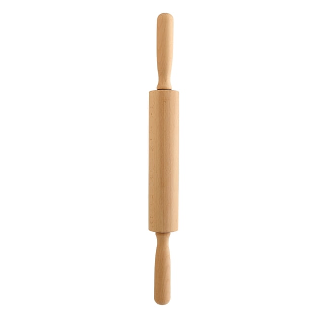 Wooden Holiday Time Rolling Pin, Natural Beechwood