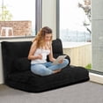 thumbnail image 4 of Gymax Floor Sofa Bed 6-Position Adjustable Sleeper Lounge Couch with 2 Pillows Black, 4 of 10
