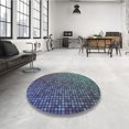 thumbnail image 4 of Ahgly Company Tapis Rond Lavable en Machine Intérieur Transitionnel Bleu Koi, 8 Pieds Rond, 4 of 7