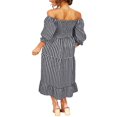 thumbnail image 4 of Women‘s Boho Flowy Dress Puff Sleeve Off The Shoulder Plaid Ruffle Midi Dress Wedding Guest Dresses, 4 of 6