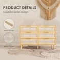 thumbnail image 4 of Commode en Rotin pour Chambre, Commode Double à 6 Tiroirs de 47,2 Pouces de Large, Grandes Commodes en Bois avec Poignées, Buffet Bahut en Rotin, 4 of 6