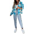 thumbnail image 2 of Veste à Capuche Décontractée pour Femmes à Manches Longues avec Fermeture Éclair, Imprimé à Carreaux, Poches, Chandail en Molleton d'Automne, 2 of 9