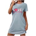 thumbnail image 1 of Amzcrzy Pyjamas pour Femmes Mode Imprimé Cœur Valentines Day Robe Décontractée Confortable à Manches Courtes Chemises de Nuit pour Femmes Valentines Day Cadeaux, 1 of 5