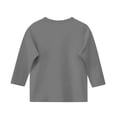 thumbnail image 4 of 2025 Chemises à Manches 3/4 pour Filles Mode Couleur Unie Col Rond Hauts Chemises Décontractées Gris, 4 of 6