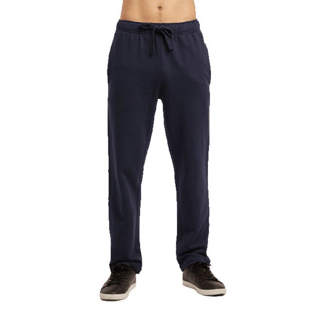Men‘s Open Bottom Terry Sweatpants Elastic Drawstring Waistband Charcoal Grey S,navy(openbottom),M