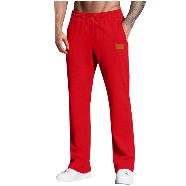 BLCHUNen Mens Sweatpants Fleece Drawstring Elastic Waist Straight Leg Athletic Gym Running Sports Workout Pants