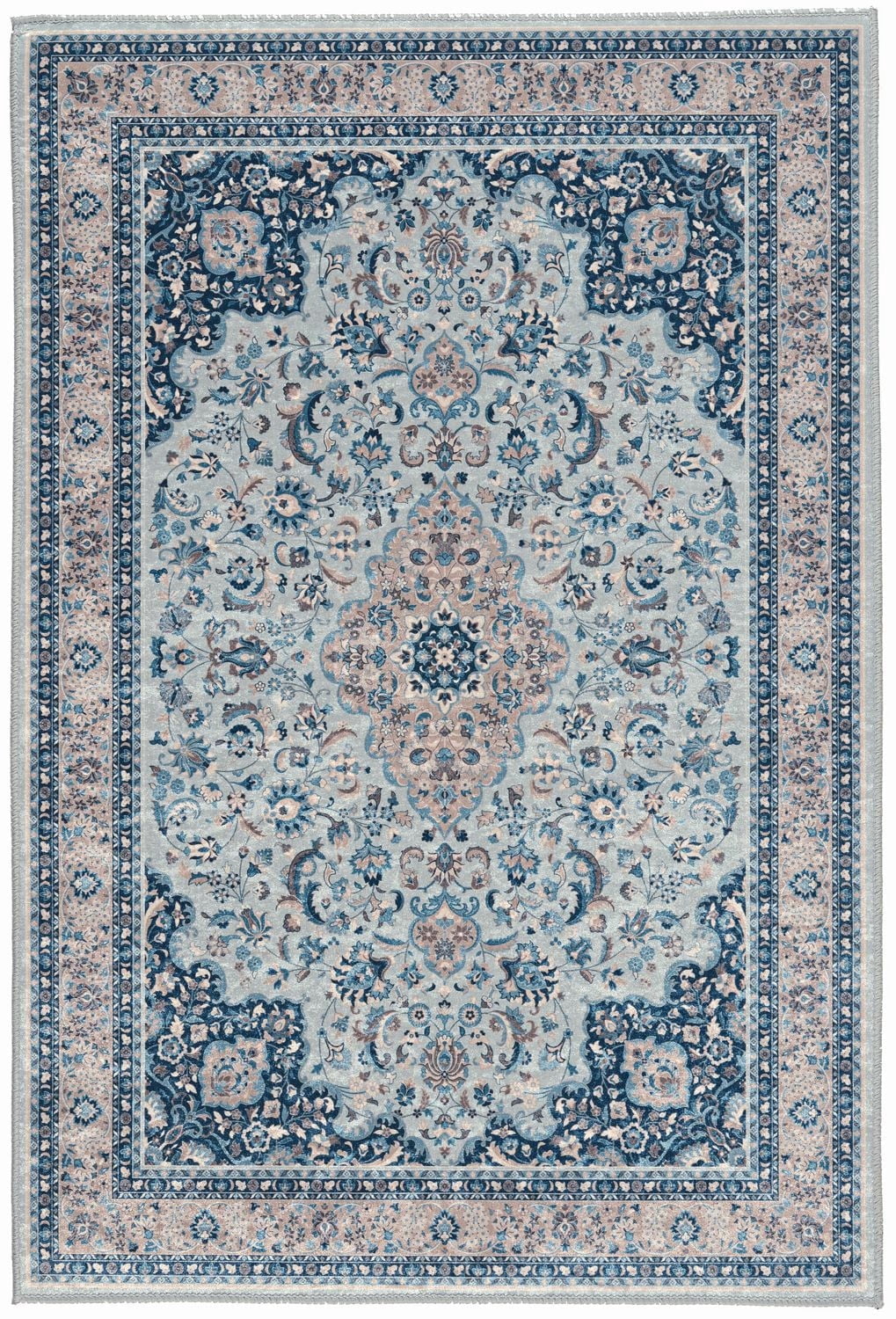 Tapis Emerald Paulson crème & bleu de 5 pi x 7 pi