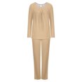 thumbnail image 4 of Timegard Ensembles de Pyjamas pour Femmes Confortables, Haut à Manches Longues Froncé à Col Rond et Pantalon, Tenues de Pyjama Amples pour l'Automne, 4 of 6