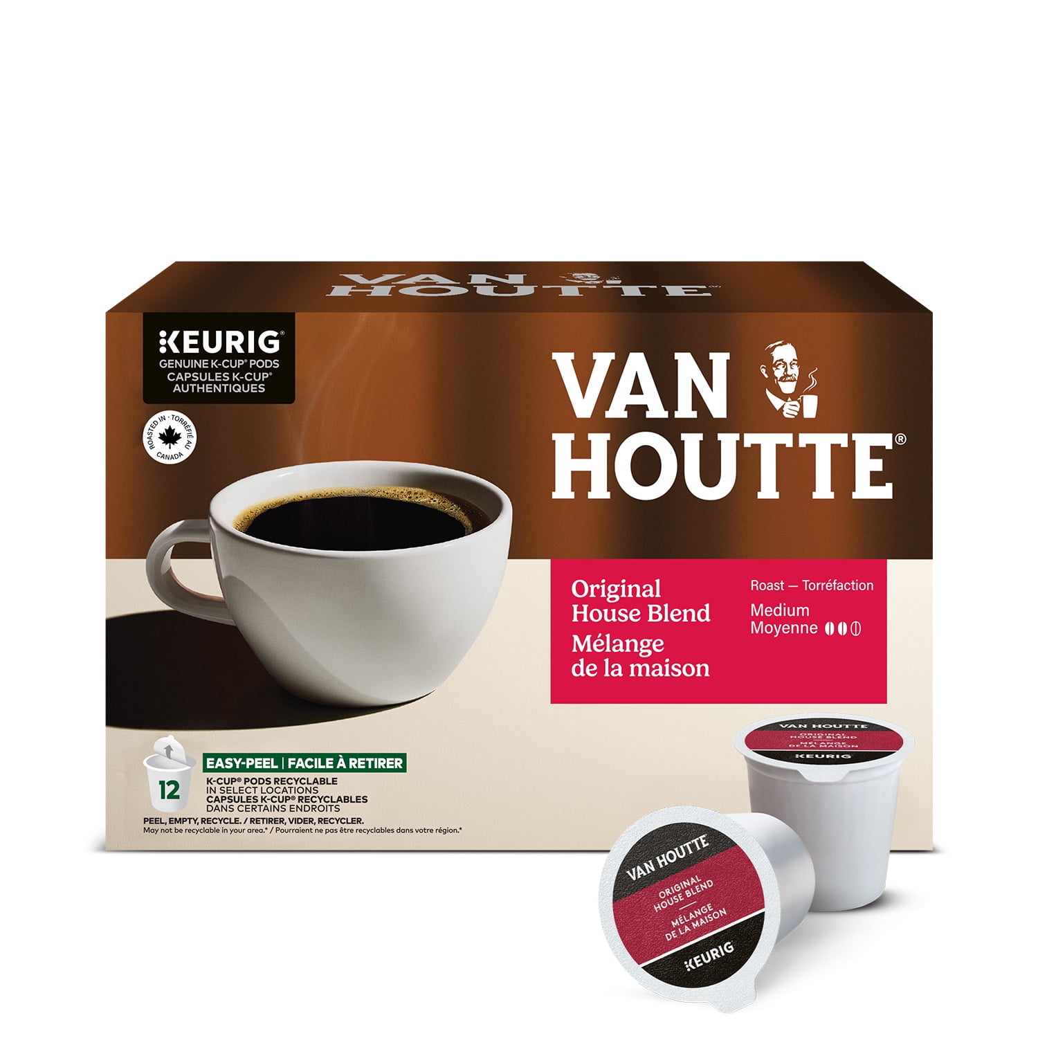 Van Houtte Original House Blend, Medium Roast, K-Cup Coffee Pods, 12 Count