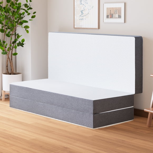 GELBIY Twin Folding Mattress, 4 Inch Tri Fold Memory Foam Mattress with Washable Cover, Foldable Mattress Topper with Non Slip Bottom,Pressure Relief, 75"X 38"X4", Gray